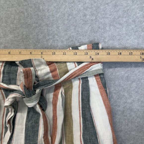 Madewell Tie-Waist Huston Pull-On Crop Pants in Stripe size M Medium linen blend - Picture 4 of 8